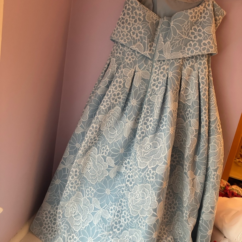 ASOS SALON Crop Top Embroidered Skater Dress - Pale blue / US 4 - Picture 3 of 3